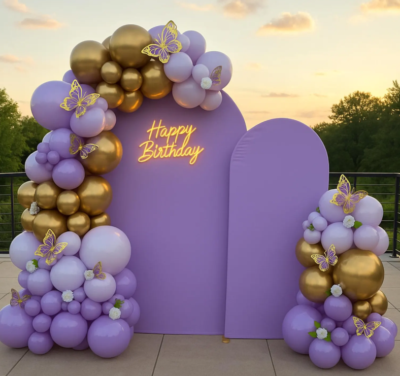 Boho halfmoon balloon arch